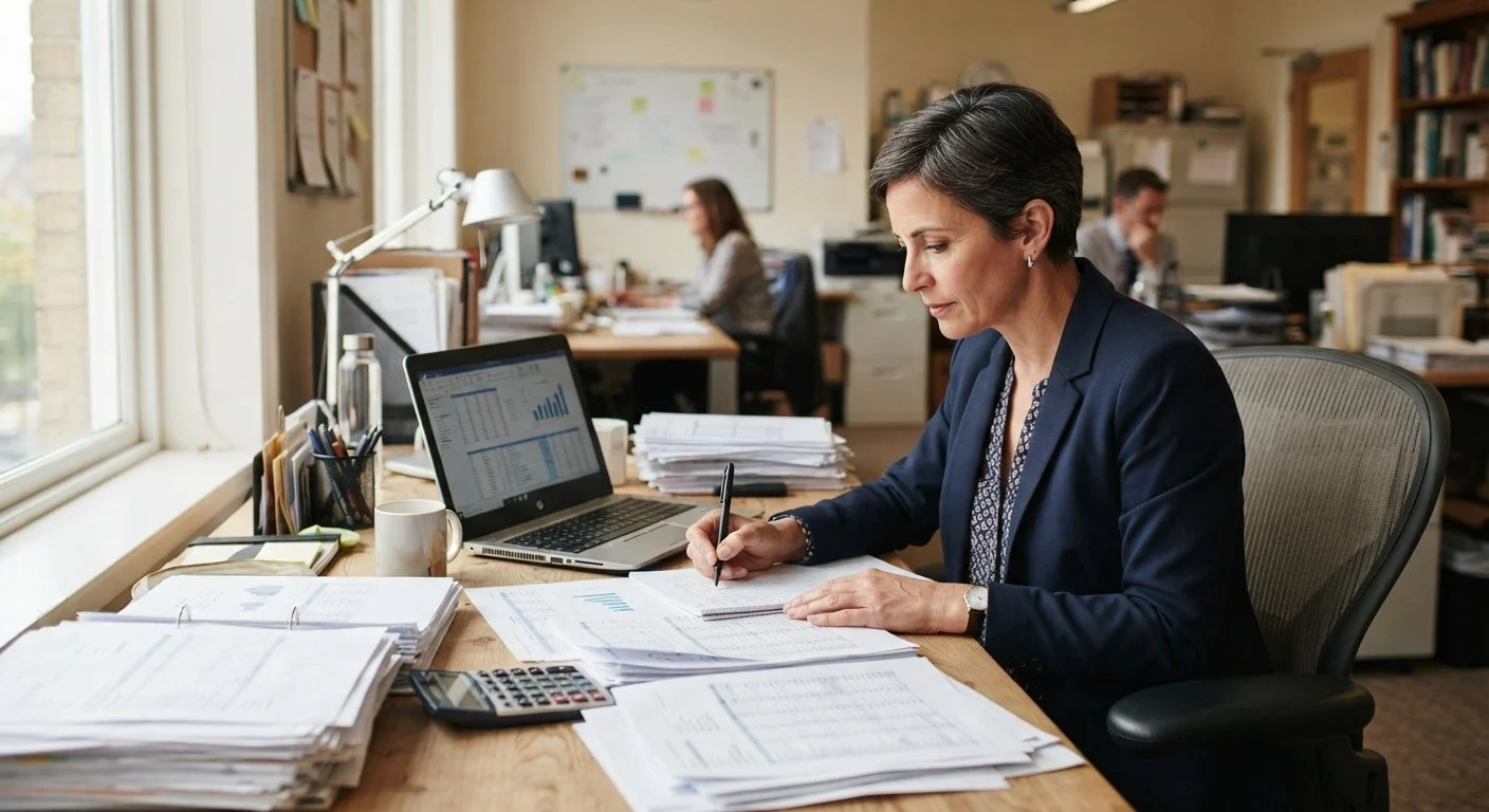 Profesionalus buhalteris analizuojantys finansines ataskaitas